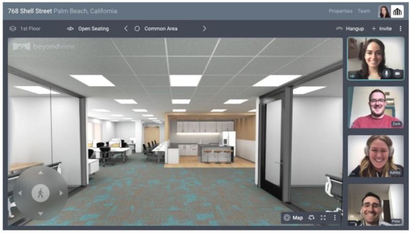 仮想空間に構築したオフィスをオンライン上で共有・内覧する「3Dライブストリーミングツアー」のイメージ